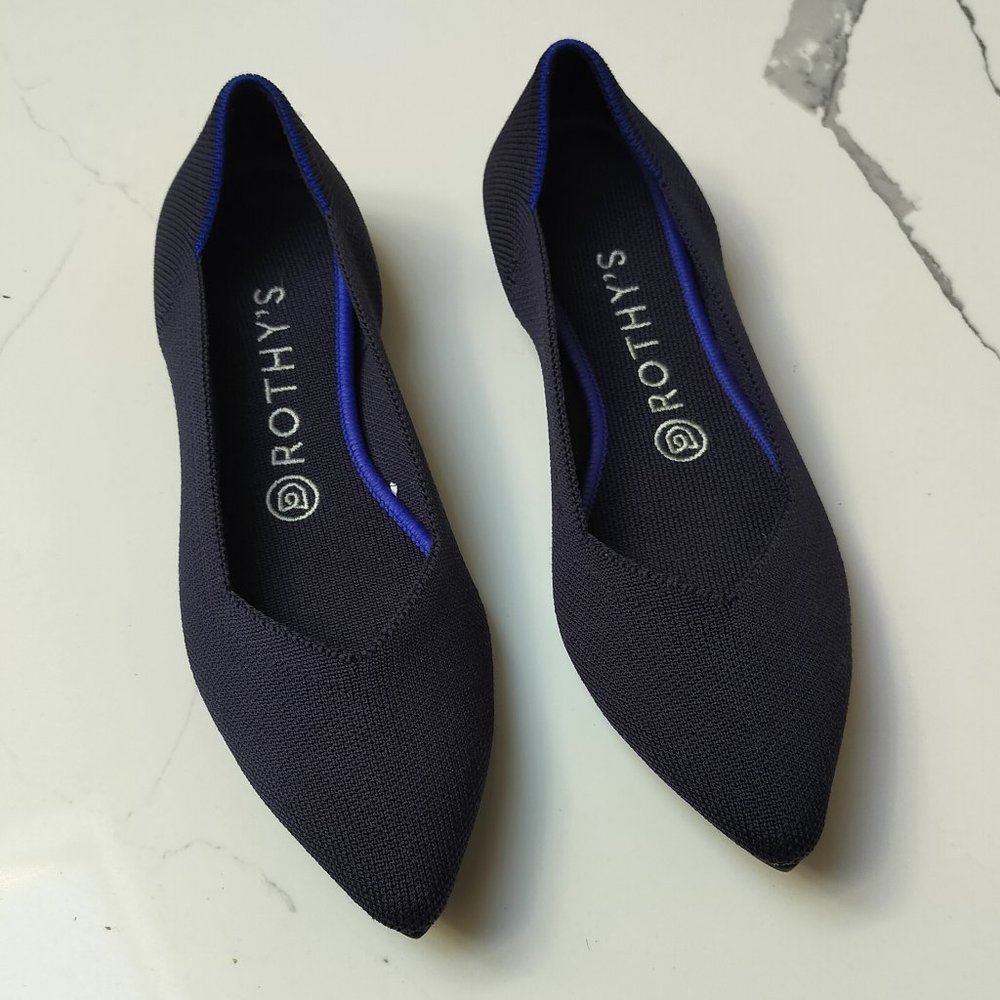 Rothy's Navy Flats with Blue Accent
